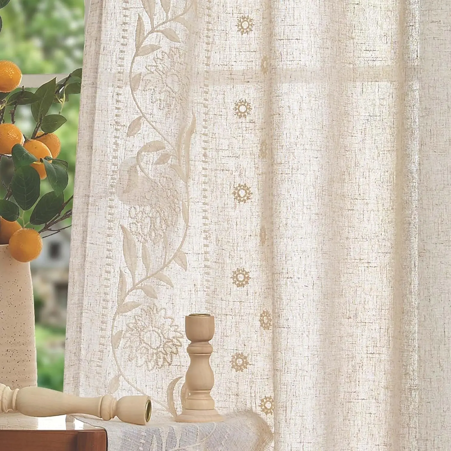 Linen Curtains 96 Inches Long, Embroidered Floral Window Panels, Light Filtering Rod Pocket Drapes for Living Room, 2 Panels Set
Linen Curtains 96 Inches Long, Embroidered Floral Window Panels, Light Filtering Rod Pocket Drapes for Living Room, 2 Panels Set