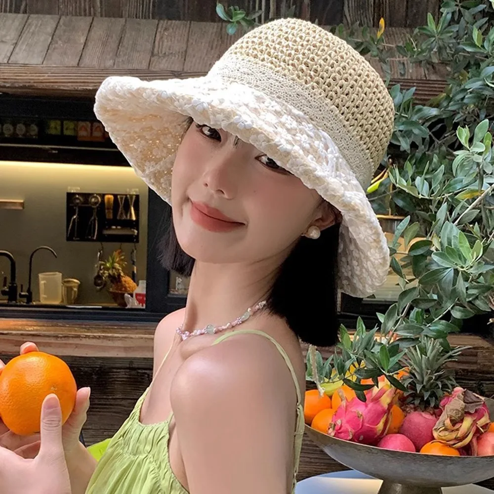 Vacation Breathable Flower Sun Hat Large Brim Elegant Woman's Straw Hat Anti UV Sweet Lace Bowknot Sunshade Cap Girls
Vacation Breathable Flower Sun Hat Large Brim Elegant Woman's Straw Hat Anti UV Sweet Lace Bowknot Sunshade Cap Girls