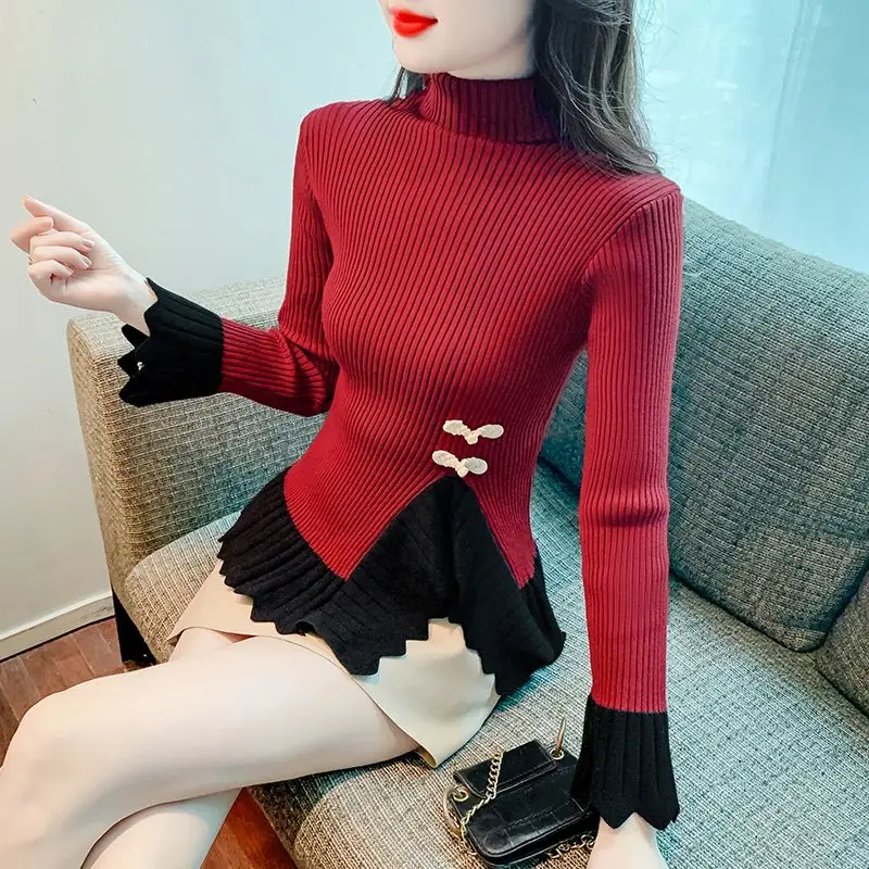 Irregular Half-turtleneck Sweater for Women New High-end Style Buckle Long-sleeved Pullover Base Shirt
Irregular Half-turtleneck Sweater for Women New High-end Style Buckle Long-sleeved Pullover Base Shirt