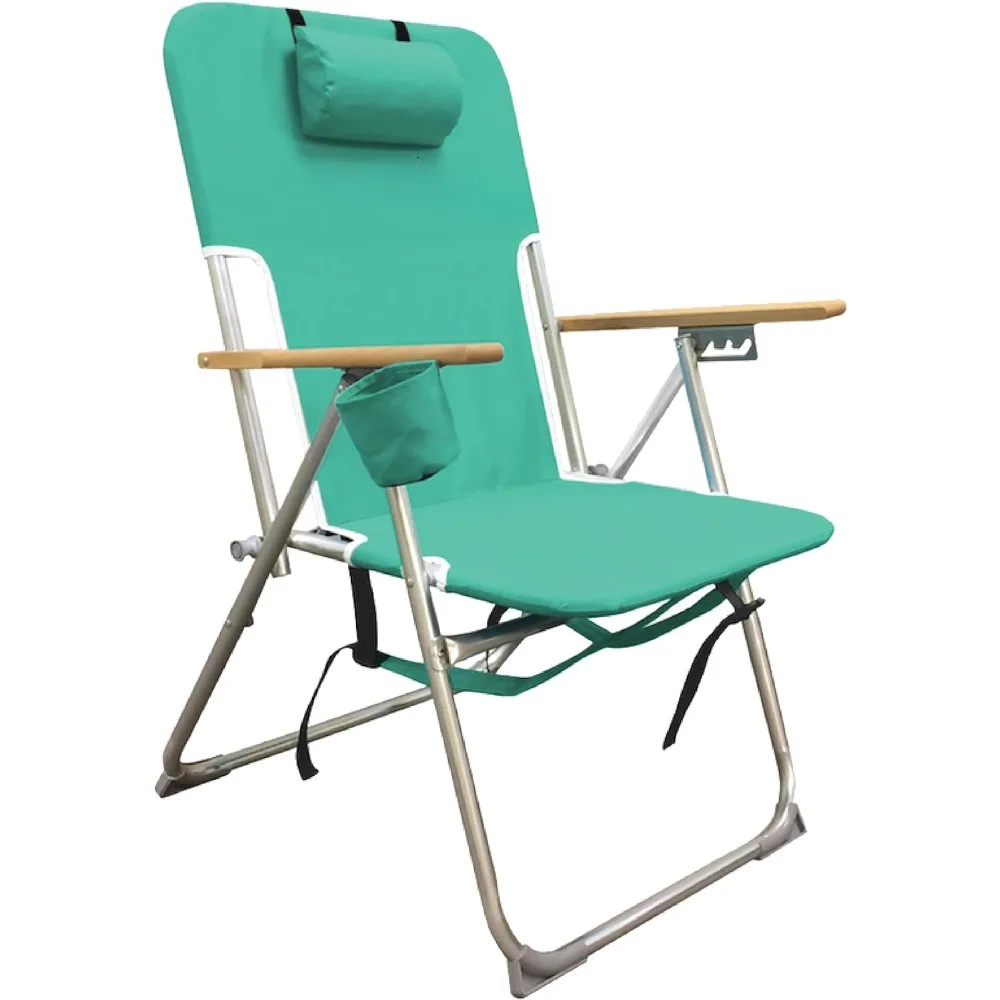 Beach Chair, 4 Position Portable Backpack Foldable Camping Chair with Headrest, Cup Holder, and Wooden Armrests
Beach Chair, 4 Position Portable Backpack Foldable Camping Chair with Headrest, Cup Holder, and Wooden Armrests