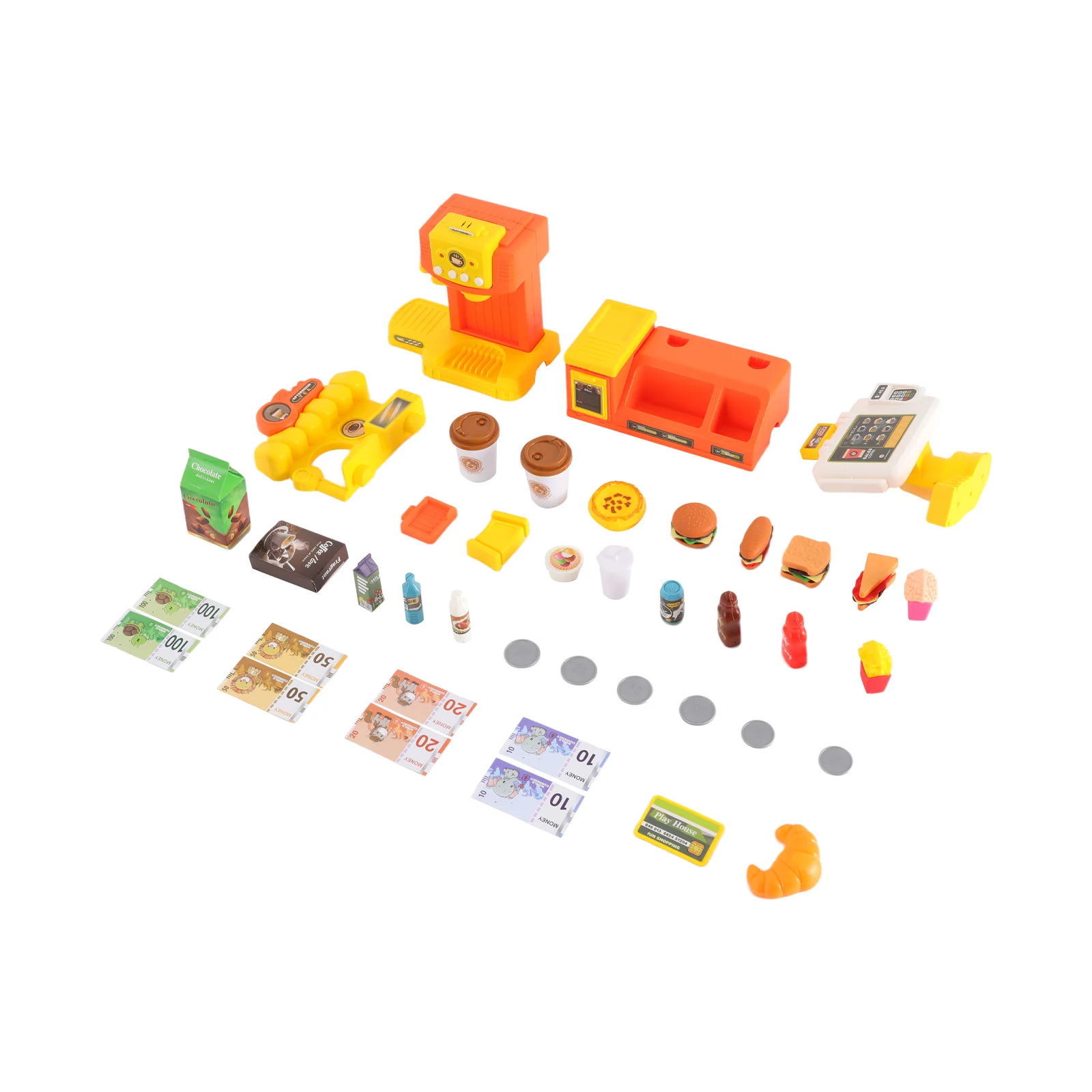 3 in 1 Kids Role Play Toy Set Pp Pe Material Coffee Machine Burger Counter Cash Register with Sound Effect Educational Playset for Children Age 3 Plus 3 in 1 Kids Role Play Toy Set Pp Pe Material Coffee Machine Burger Counter Cash Register with Sound Effect Educational Playset for Children Age 3 Plus