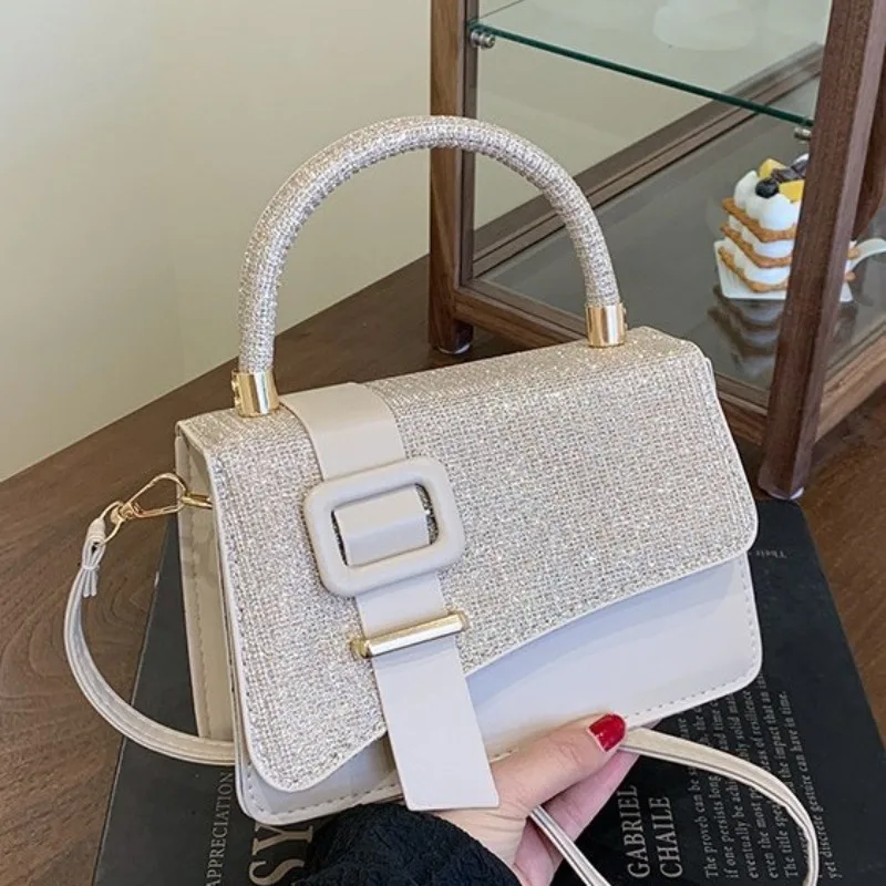 Fashion Champagne Glitter Mini Top Handle Bag, Convertible Crossbody Purse with Gold Accents, for Daily Women Shoulder Purse
Fashion Champagne Glitter Mini Top Handle Bag, Convertible Crossbody Purse with Gold Accents, for Daily Women Shoulder Purse