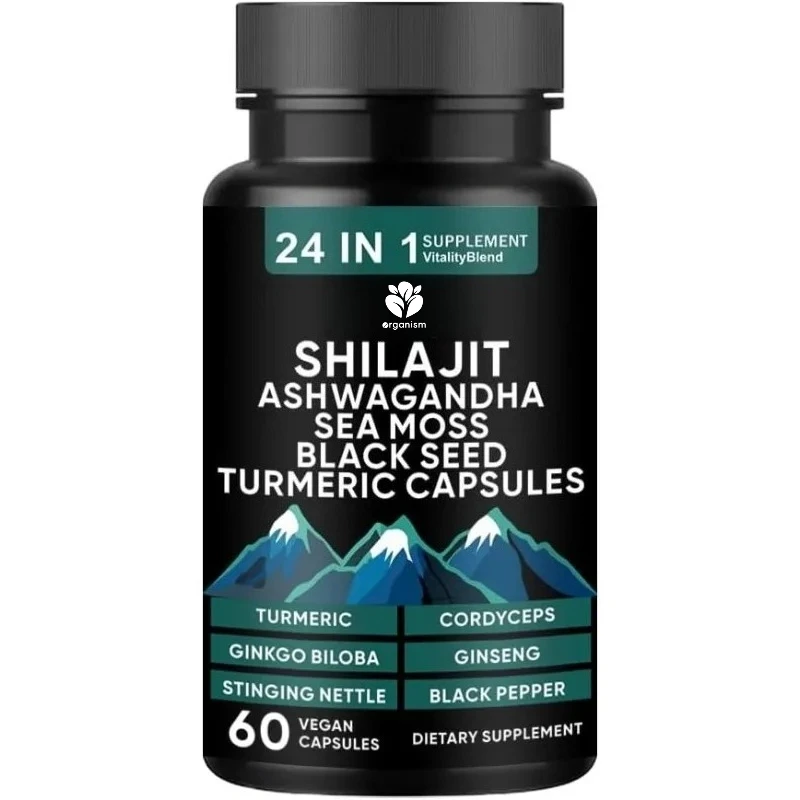 Overall health support 24 in 1 natural blend - ingredients include shilajit, black seed oil, seaweed, turmeric, etc. 60 capsules
Overall health support 24 in 1 natural blend - ingredients include shilajit, black seed oil, seaweed, turmeric, etc. 60 capsules