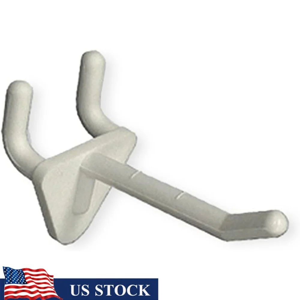 2-Inch Durable Plastic Hooks 50-Pack Two-Pronged Design Standard Pegboard Mounting White Plastic Accessories
2-Inch Durable Plastic Hooks 50-Pack Two-Pronged Design Standard Pegboard Mounting White Plastic Accessories