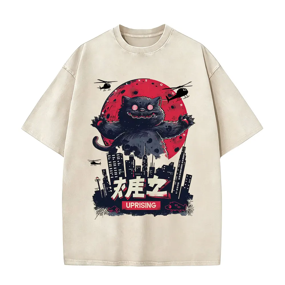 Funny Japanese Cat Vintage Washed T-shirts Men Women Casual Humor Harajuku Tee Shirt Men's Oversized Cotton T Shirts Streetwear
Funny Japanese Cat Vintage Washed T-shirts Men Women Casual Humor Harajuku Tee Shirt Men's Oversized Cotton T Shirts Streetwear
