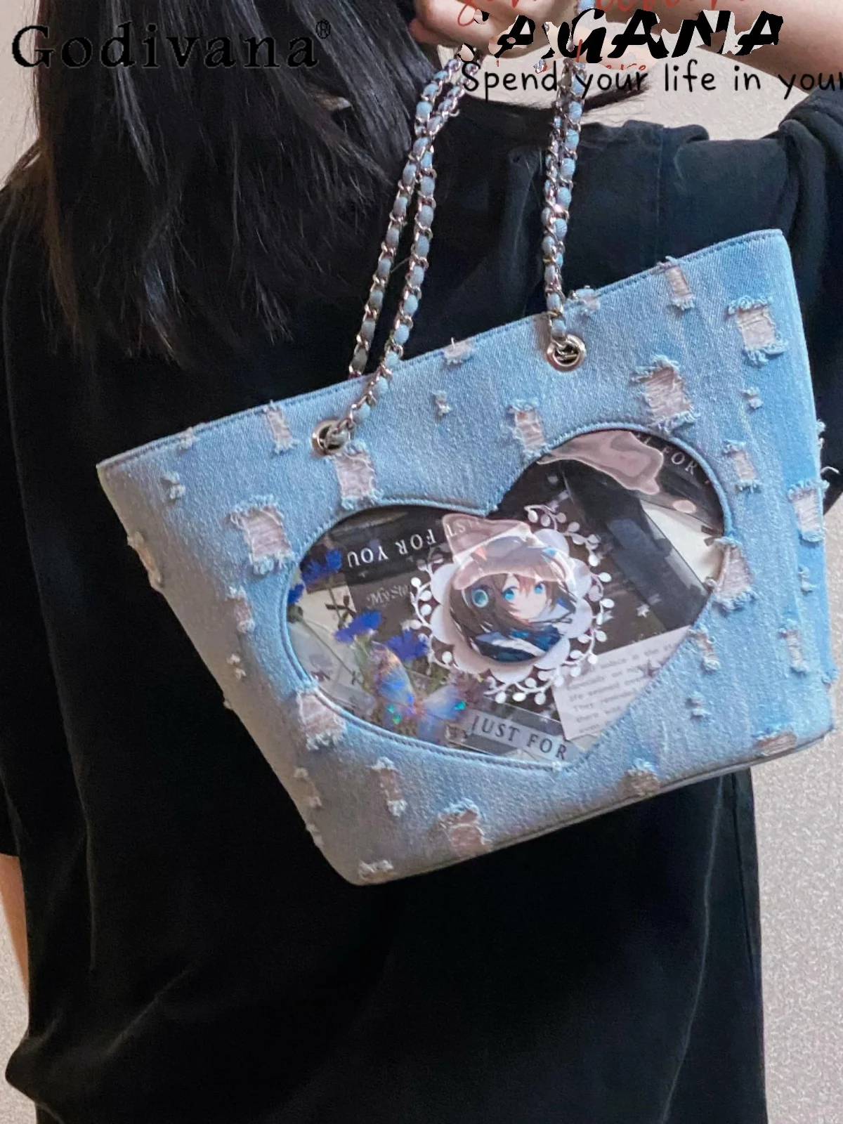 Japanese Style Original Lolita Denim Heart Handbag Large Capacity Daily Commute JK Uniform Shoulder Bag for Women
Japanese Style Original Lolita Denim Heart Handbag Large Capacity Daily Commute JK Uniform Shoulder Bag for Women