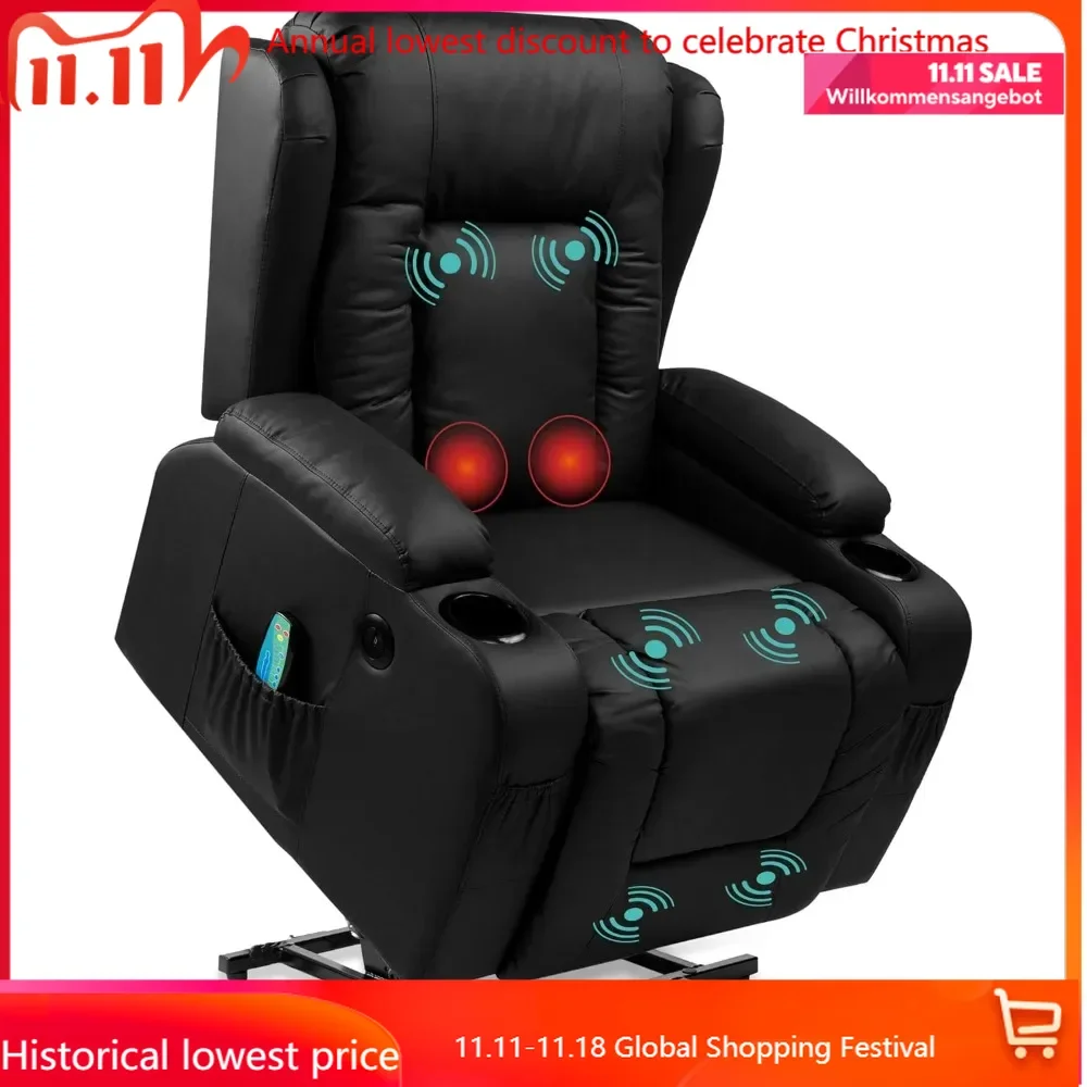 PU Leather Electric Power Lift Chair, Recliner Massage Chair, Adjustable Furniture for Back, Legs w/ 3 Posiitions, USB Port
PU Leather Electric Power Lift Chair, Recliner Massage Chair, Adjustable Furniture for Back, Legs w/ 3 Posiitions, USB Port
