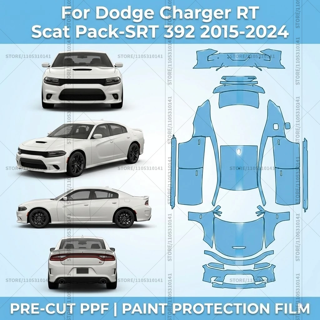 Для Dodge Charger RT Scatt Pack-SRT 392 2015-2024: Предварительно вырезанная прозрачная защитная пленка (PPF) для автомобиля
Для Dodge Charger RT Scatt Pack-SRT 392 2015-2024: Предварительно вырезанная прозрачная защитная пленка (PPF) для автомобиля