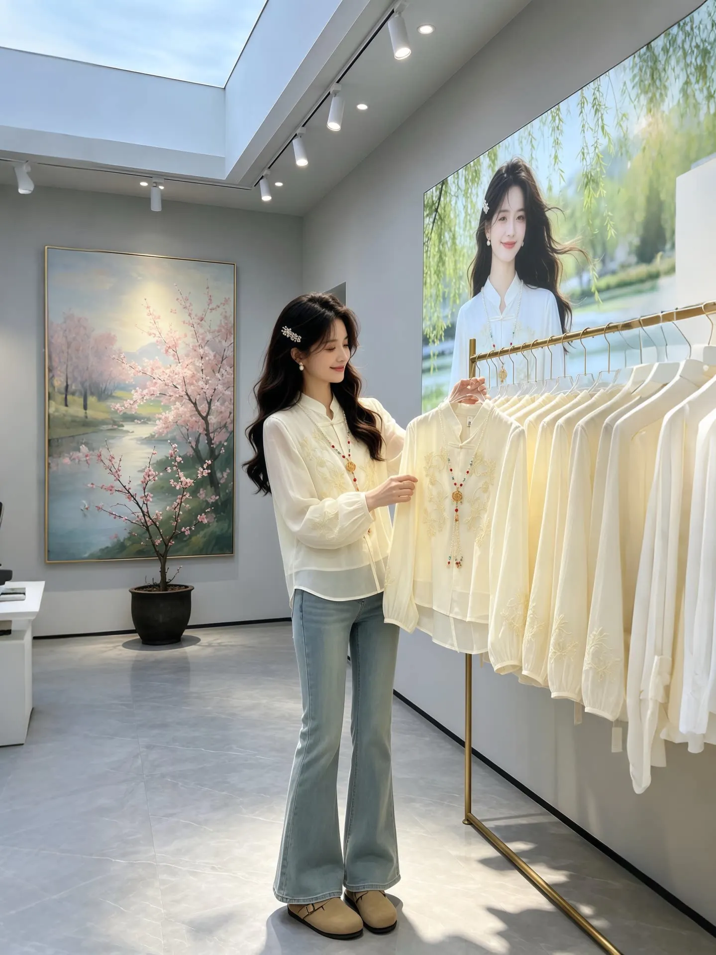 Elegant Simple Spring 2026 Women's Shirt Embroidered Stand Collar Breathable Luxury Long Sleeve Commute Style Korean Version
Elegant Simple Spring 2026 Women's Shirt Embroidered Stand Collar Breathable Luxury Long Sleeve Commute Style Korean Version