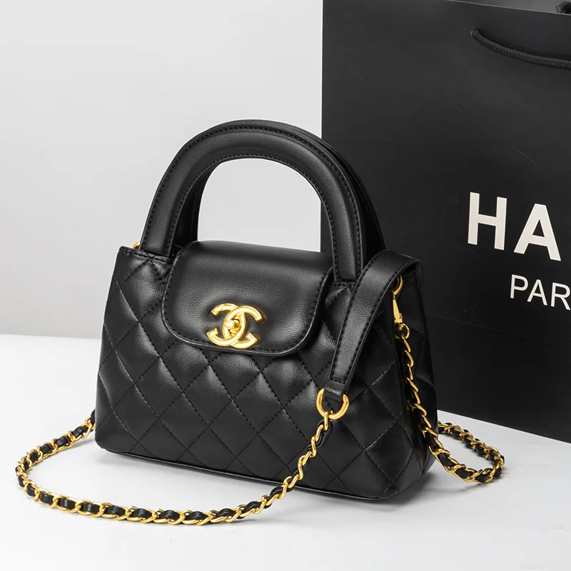 Women's leather top handle bag, fashion chain shoulder bag, structural messenger bag
Women's leather top handle bag, fashion chain shoulder bag, structural messenger bag