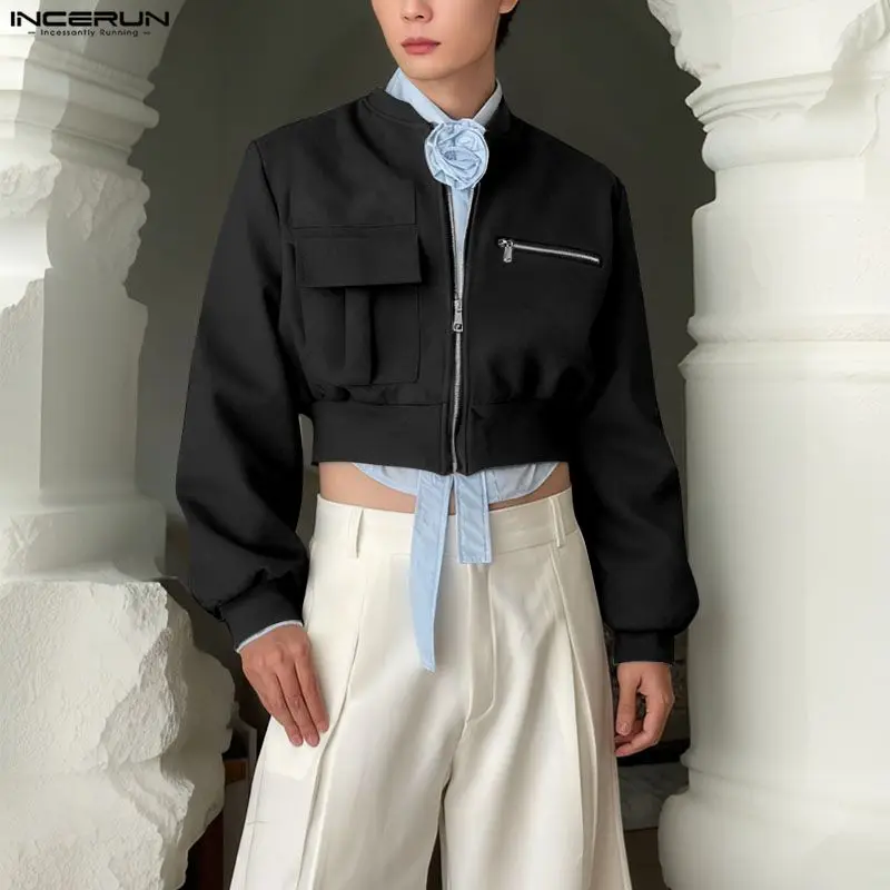 Мужские куртки INCERUN: однотонные, с воротником-стойкой, длинным рукавом, на молнии, укороченные, уличный стиль, весна 2026, модная повседневная верхняя одежда
Мужские куртки INCERUN: однотонные, с воротником-стойкой, длинным рукавом, на молнии, укороченные, уличный стиль, весна 2026, модная повседневная верхняя одежда