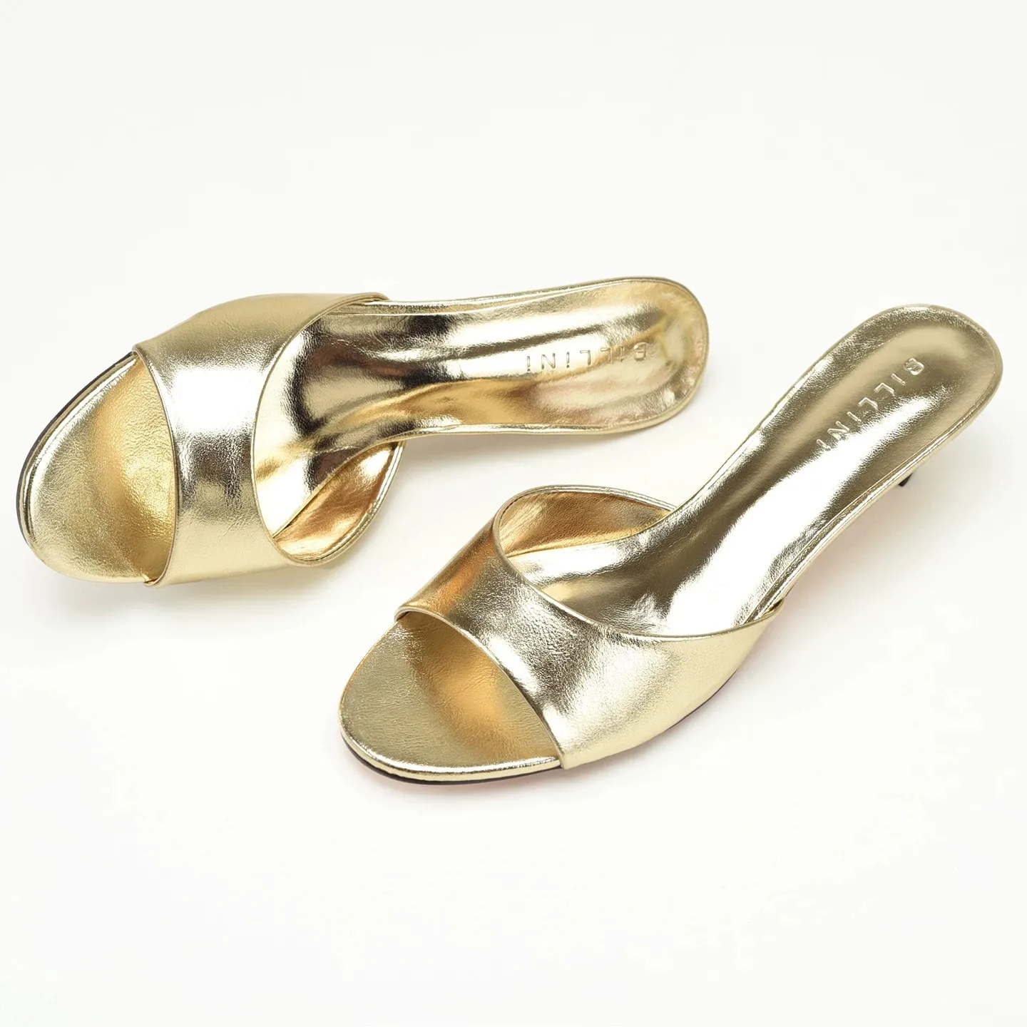 Shiny Gold Leather Surface mid Heel Slim Strap Slippers for Women Summer Season Open Toe Comfortable Footwear Female Footwear
Shiny Gold Leather Surface mid Heel Slim Strap Slippers for Women Summer Season Open Toe Comfortable Footwear Female Footwear