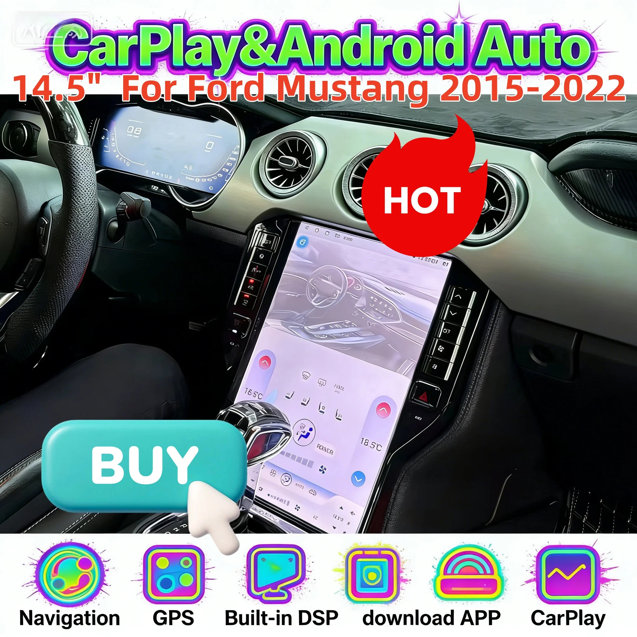 14,5-дюймовая мультимедийная система Android для Ford Mustang 2015-2022, интеллектуальная автомобильная система с сенсорным экраном, CarPlay, 2DIN, радио, навигация, 4G, GPS
14,5-дюймовая мультимедийная система Android для Ford Mustang 2015-2022, интеллектуальная автомобильная система с сенсорным экраном, CarPlay, 2DIN, радио, навигация, 4G, GPS