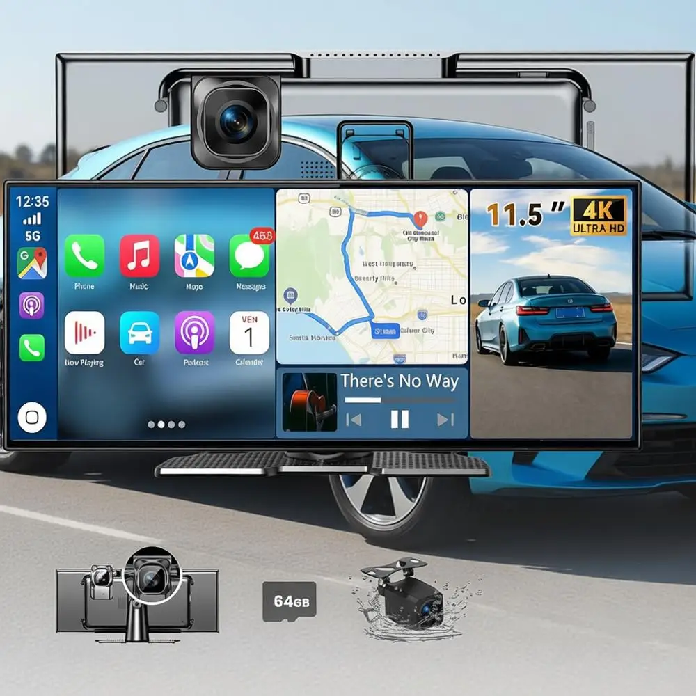 11.5-дюймовая беспроводная автомагнитола Carplay или Carplay & Android Auto с камерой 4K, камерой заднего вида 1080P, GPS, Bluetooth, Mirror Link, голосовым управлением
11.5-дюймовая беспроводная автомагнитола Carplay или Carplay & Android Auto с камерой 4K, камерой заднего вида 1080P, GPS, Bluetooth, Mirror Link, голосовым управлением