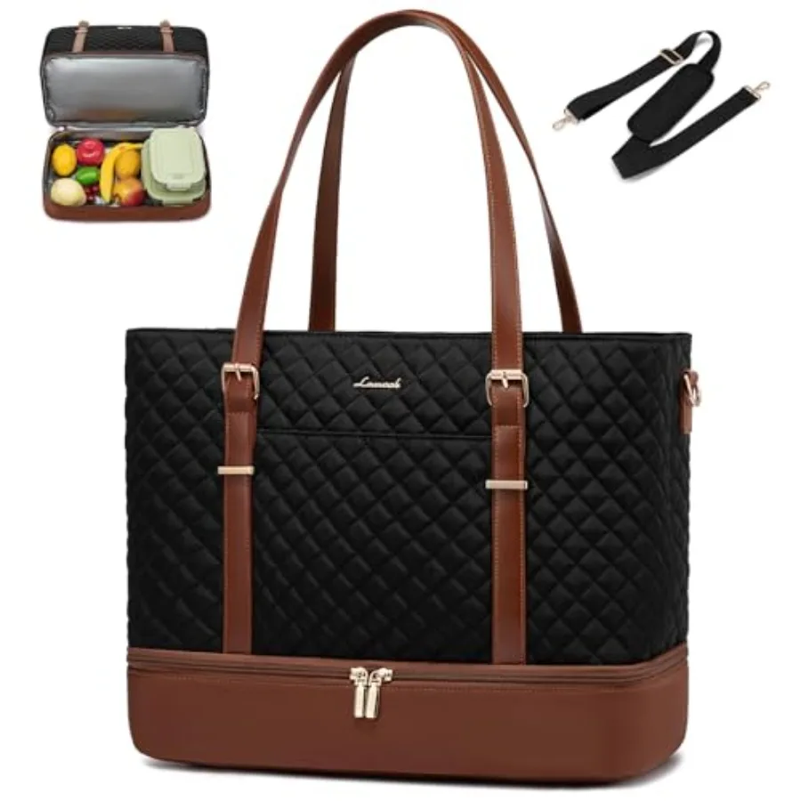 Lunch Tote Bag for Women, Laptop Work Bag With Lunch Compartment and Large Cup Holder, Lightweight Work Briefcase for Travel, B
Lunch Tote Bag for Women, Laptop Work Bag With Lunch Compartment and Large Cup Holder, Lightweight Work Briefcase for Travel, B