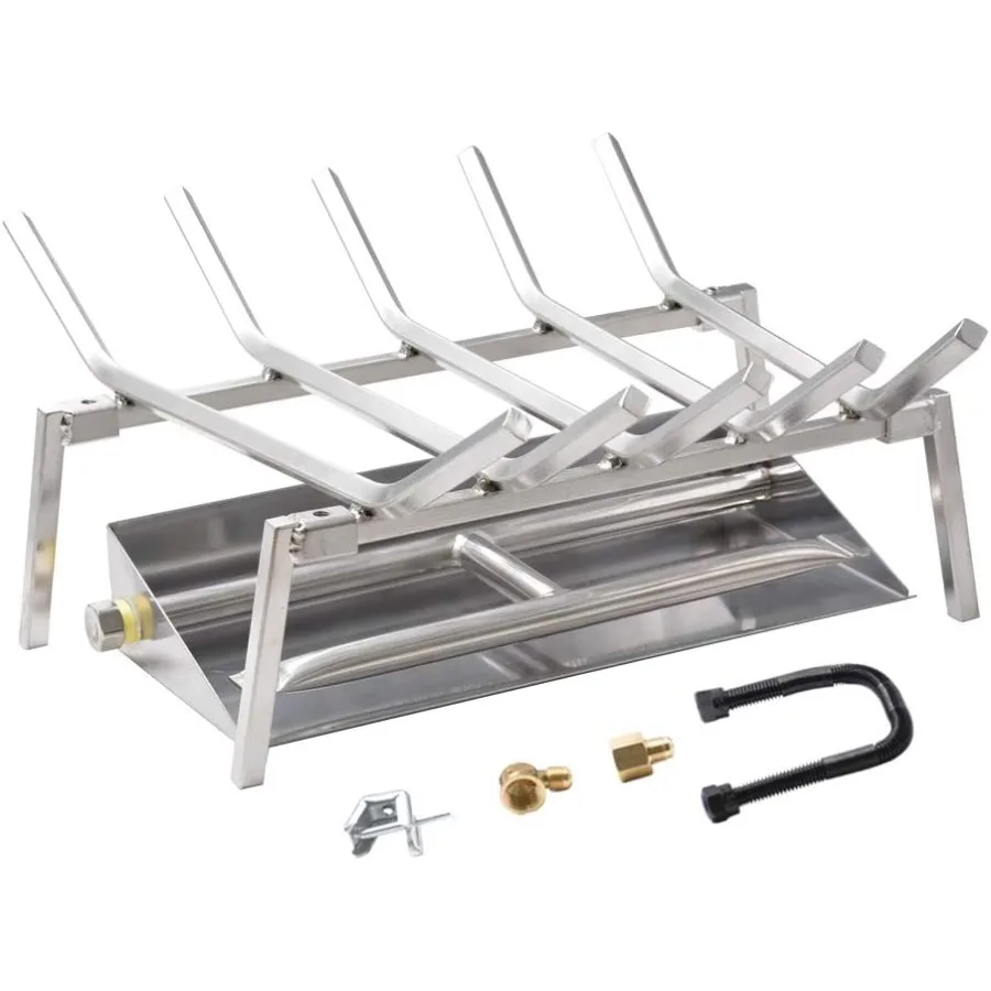 18-inch Fireplace Log Grate with Dual Burner Pan and Connection Kit for Natural Gas 304 Stainless Steel
18-inch Fireplace Log Grate with Dual Burner Pan and Connection Kit for Natural Gas 304 Stainless Steel