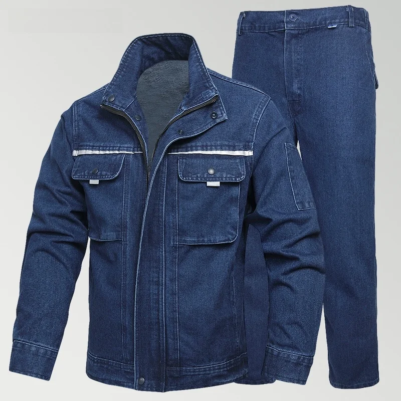 Spring Autumn Cotton Work orm Set Men's ian Wear Resistant Flame Retardant Denim Welding Protective Clothing
Spring Autumn Cotton Work orm Set Men's ian Wear Resistant Flame Retardant Denim Welding Protective Clothing