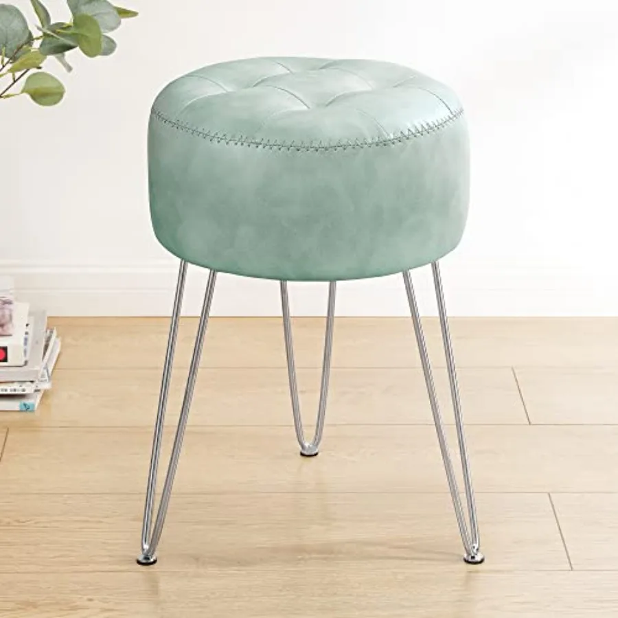 Small Vanity Stool Chair for Makeup Room, Stool for Vanity, 19" Height, Tufted Faux Leather Vanity Chair Stool with Metal Legs,
Small Vanity Stool Chair for Makeup Room, Stool for Vanity, 19" Height, Tufted Faux Leather Vanity Chair Stool with Metal Legs,