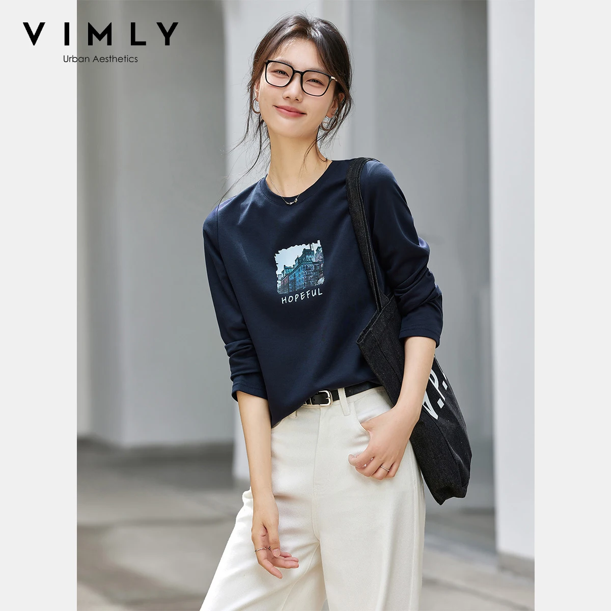 VIMLY Navy Blue Women Long Sleeve T-shirts 2025 Autumn New Plant Printing Casual Tees Crew Neck Loose Knitted Ladies Tops A2580
VIMLY Navy Blue Women Long Sleeve T-shirts 2025 Autumn New Plant Printing Casual Tees Crew Neck Loose Knitted Ladies Tops A2580