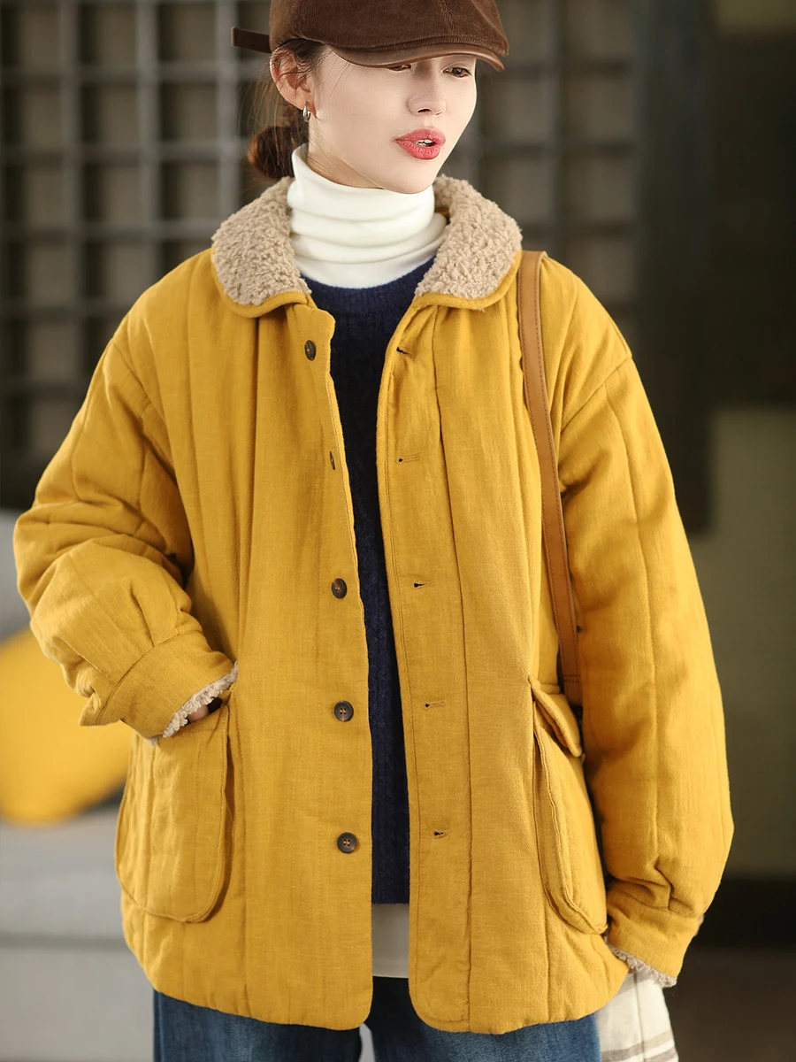 Thiened Cotton Jaet with Lamb Fur Collar Patchwork Linen Spring Autumn Winter Women's Clothing Retro Sle Outerwear
Thiened Cotton Jaet with Lamb Fur Collar Patchwork Linen Spring Autumn Winter Women's Clothing Retro Sle Outerwear