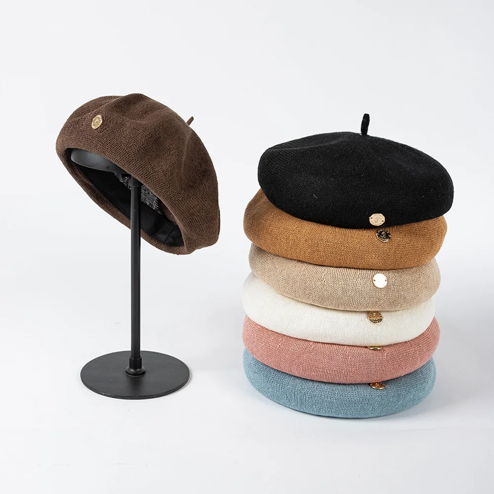 Spring and Summer Knitted Linen Beret with adjustable sweaband Women fashion beret
Spring and Summer Knitted Linen Beret with adjustable sweaband Women fashion beret