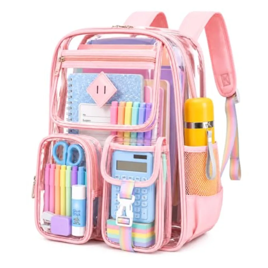 Clear Backpack for School, Heavy Duty PVC Transparent Bookbag for Girls Stadium Approved See Through Backpack
Clear Backpack for School, Heavy Duty PVC Transparent Bookbag for Girls Stadium Approved See Through Backpack