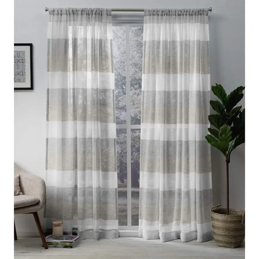 Curtains Striped SheerRod Pocket Panel Pair, 50x108, Dove Grey, 2 Piece
Curtains Striped SheerRod Pocket Panel Pair, 50x108, Dove Grey, 2 Piece