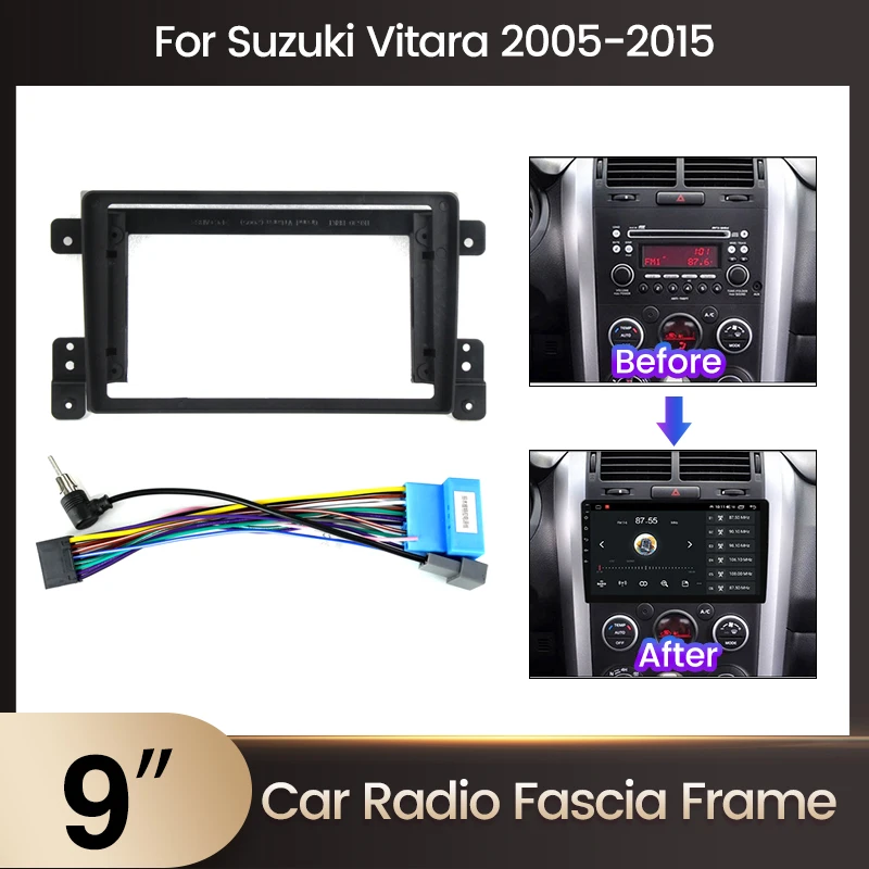 9inch 2din Car Radio Fascia Frame Adaptor For Suzuki Grand Vitara 2005 -2015 DVD Player Stereo Power Cord Dash Panel Trim Kit
9inch 2din Car Radio Fascia Frame Adaptor For Suzuki Grand Vitara 2005 -2015 DVD Player Stereo Power Cord Dash Panel Trim Kit