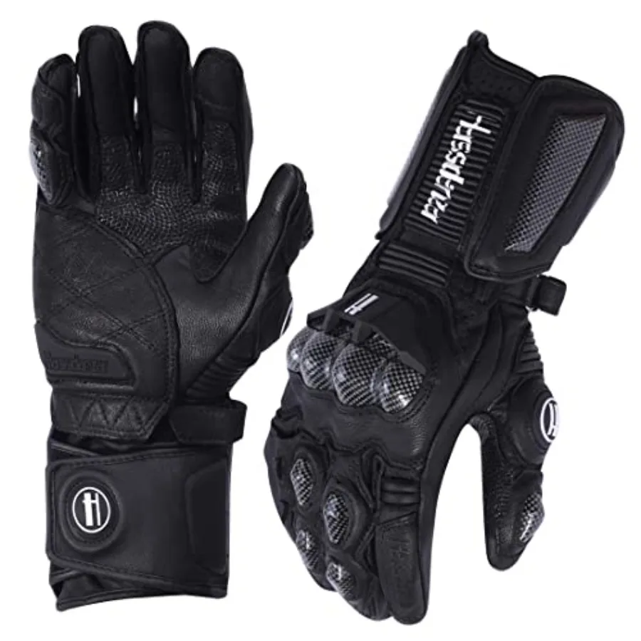 Motorcycle gloves for powersports use, genuine leather with carbon fiber knuckle protection, black, durable and abrasion-resist
Motorcycle gloves for powersports use, genuine leather with carbon fiber knuckle protection, black, durable and abrasion-resist