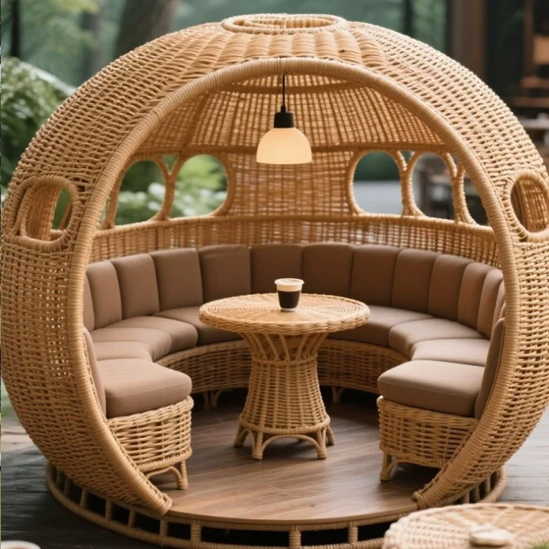 Leisure courtyard gazebo rattan bread modeling gazebo card seat outdoor balcony creative landscape ornament
Leisure courtyard gazebo rattan bread modeling gazebo card seat outdoor balcony creative landscape ornament