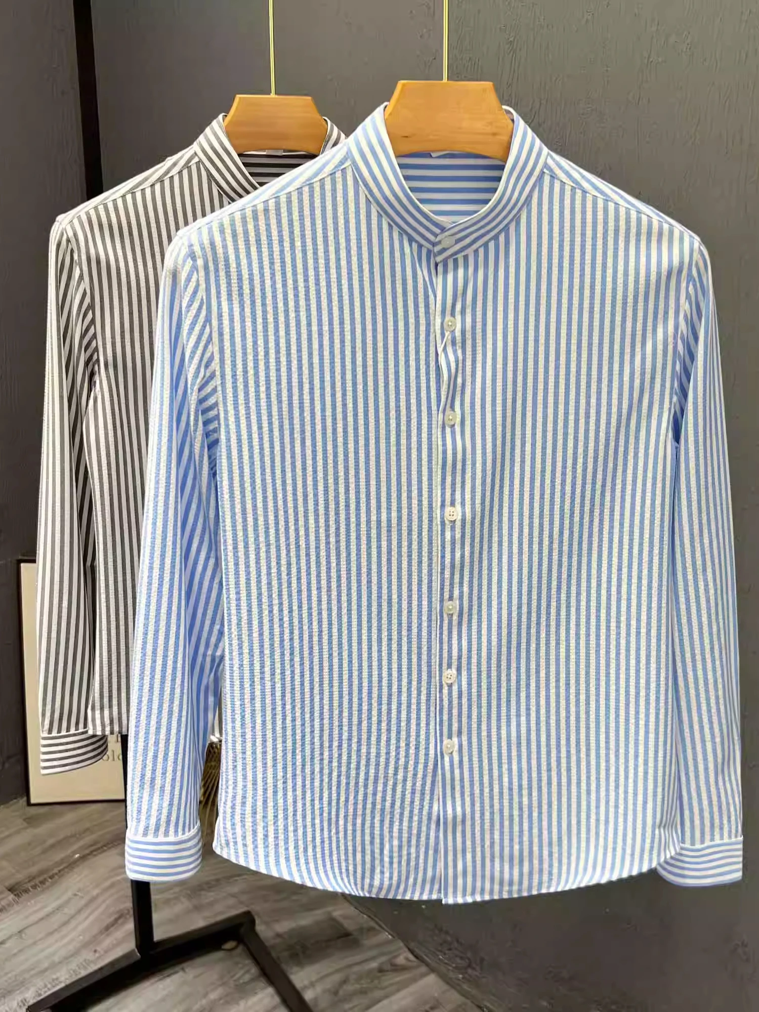 Fashionable Striped Men's Long Sleeve Shirt Spring Autumn Versatile Stylish Trendy Polyester Fiber Youth Regular Fit Shirt
Fashionable Striped Men's Long Sleeve Shirt Spring Autumn Versatile Stylish Trendy Polyester Fiber Youth Regular Fit Shirt