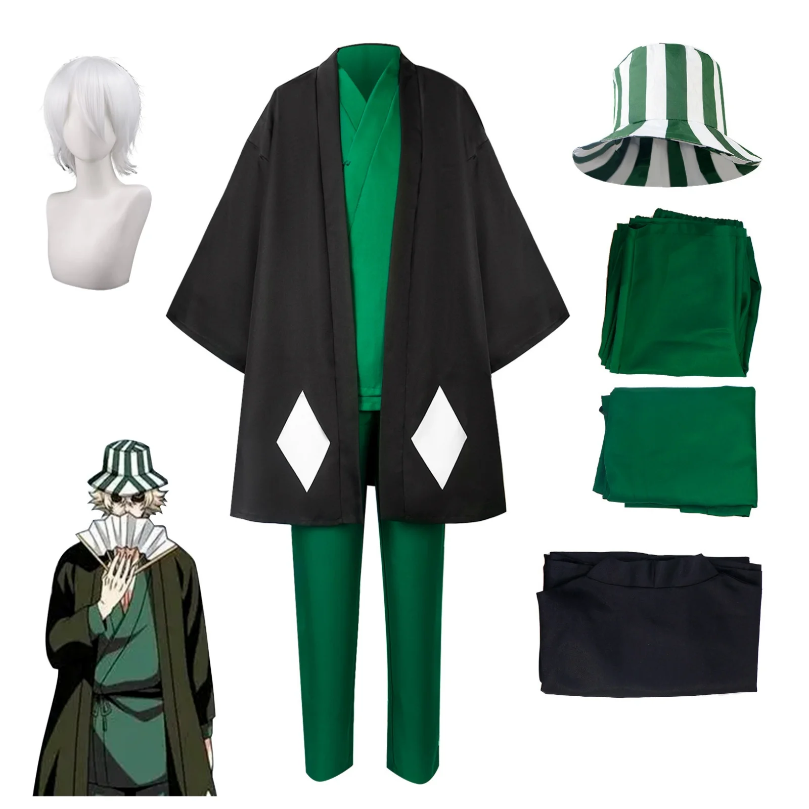 Urahara Kisuke Bleach Cosplay Costume Hat Wig Men Halloween Carnival Party Comic-con Role Playing Suits Outfits attack on titan
Urahara Kisuke Bleach Cosplay Costume Hat Wig Men Halloween Carnival Party Comic-con Role Playing Suits Outfits attack on titan