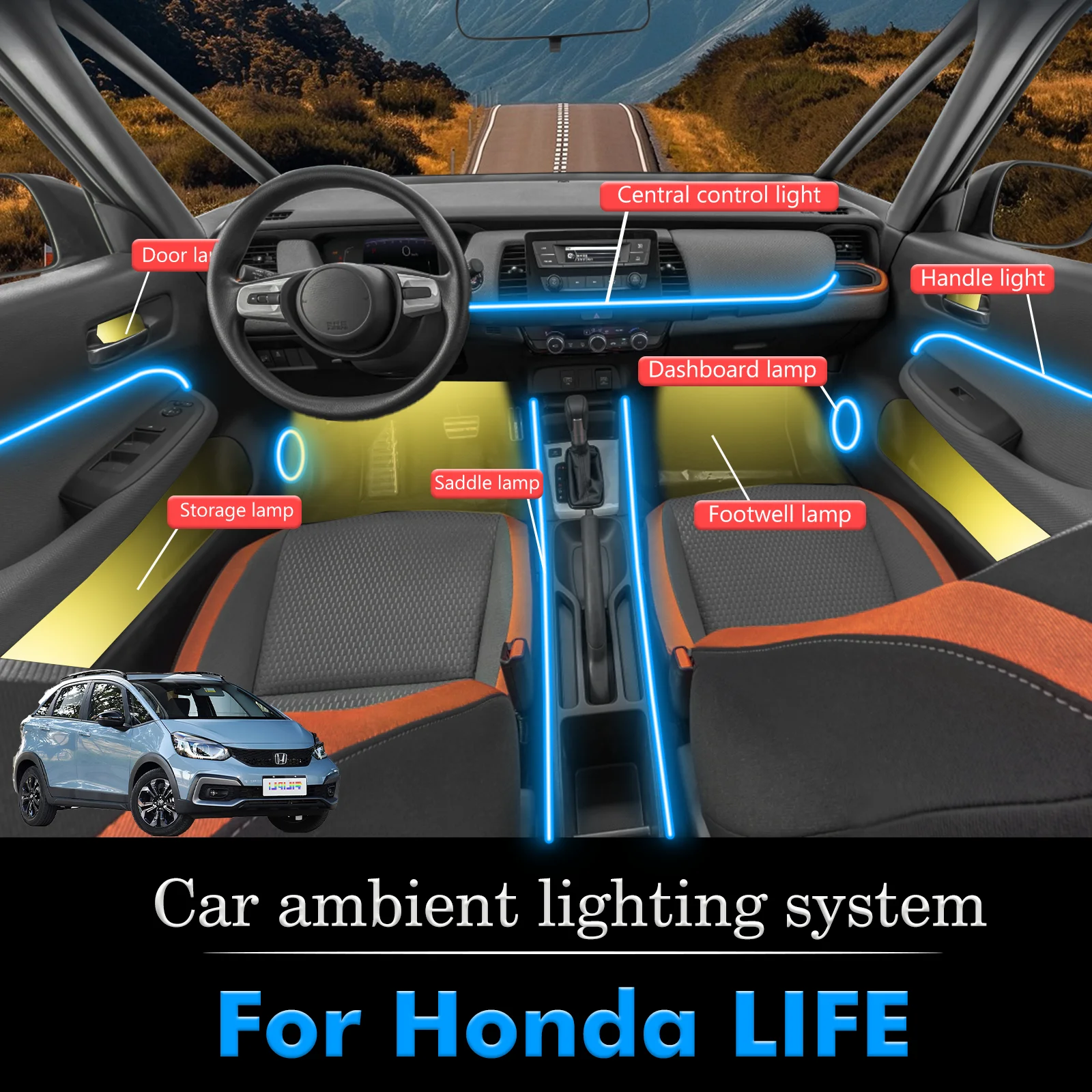 For Honda LIFE Smart Remote Control Car Interior Ambient Light RGB 64 Colors LED Energy Saving Efficient Lamp Kit
For Honda LIFE Smart Remote Control Car Interior Ambient Light RGB 64 Colors LED Energy Saving Efficient Lamp Kit