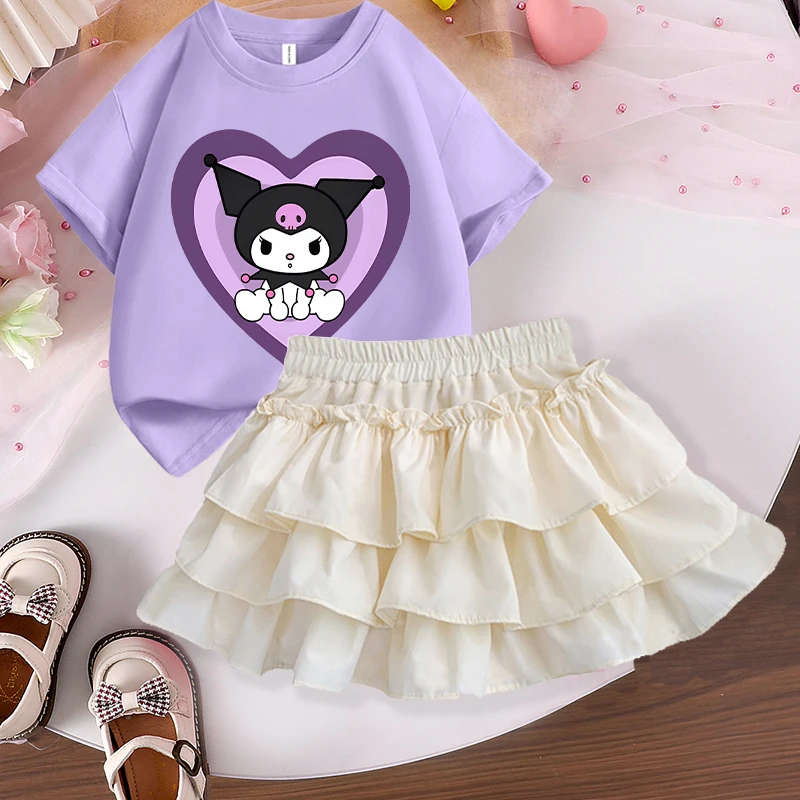 2pcs Sanrio Kuromi T-shirt Pile Skirt Set for Girls Anime Cartoon Dress Short Sleeved Shirt Suit Children Summer Fashion Skirts
2pcs Sanrio Kuromi T-shirt Pile Skirt Set for Girls Anime Cartoon Dress Short Sleeved Shirt Suit Children Summer Fashion Skirts