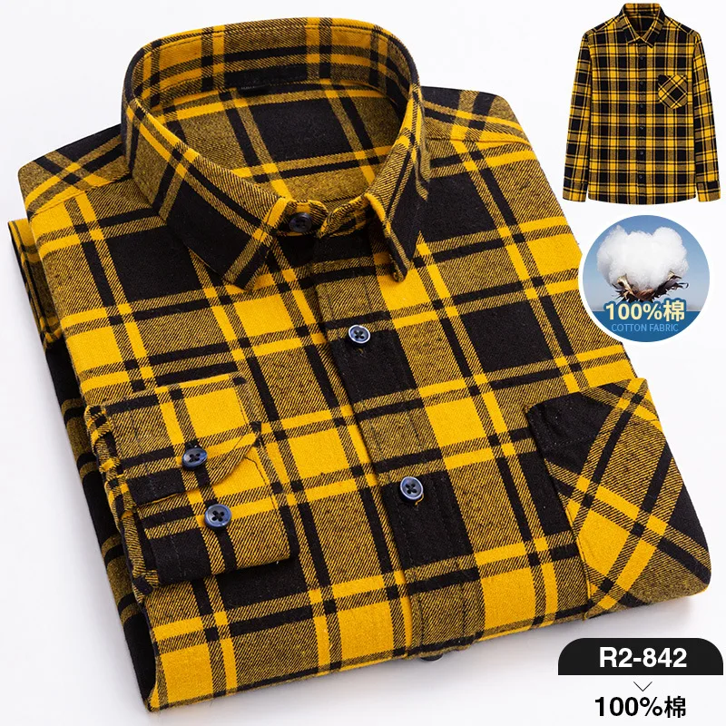 New Retro Pure Cotton Simple Plaid Multi-color Men's Long Sleeved Shirt, All Cotton Brushed Business Casual Commuting Shirt
New Retro Pure Cotton Simple Plaid Multi-color Men's Long Sleeved Shirt, All Cotton Brushed Business Casual Commuting Shirt