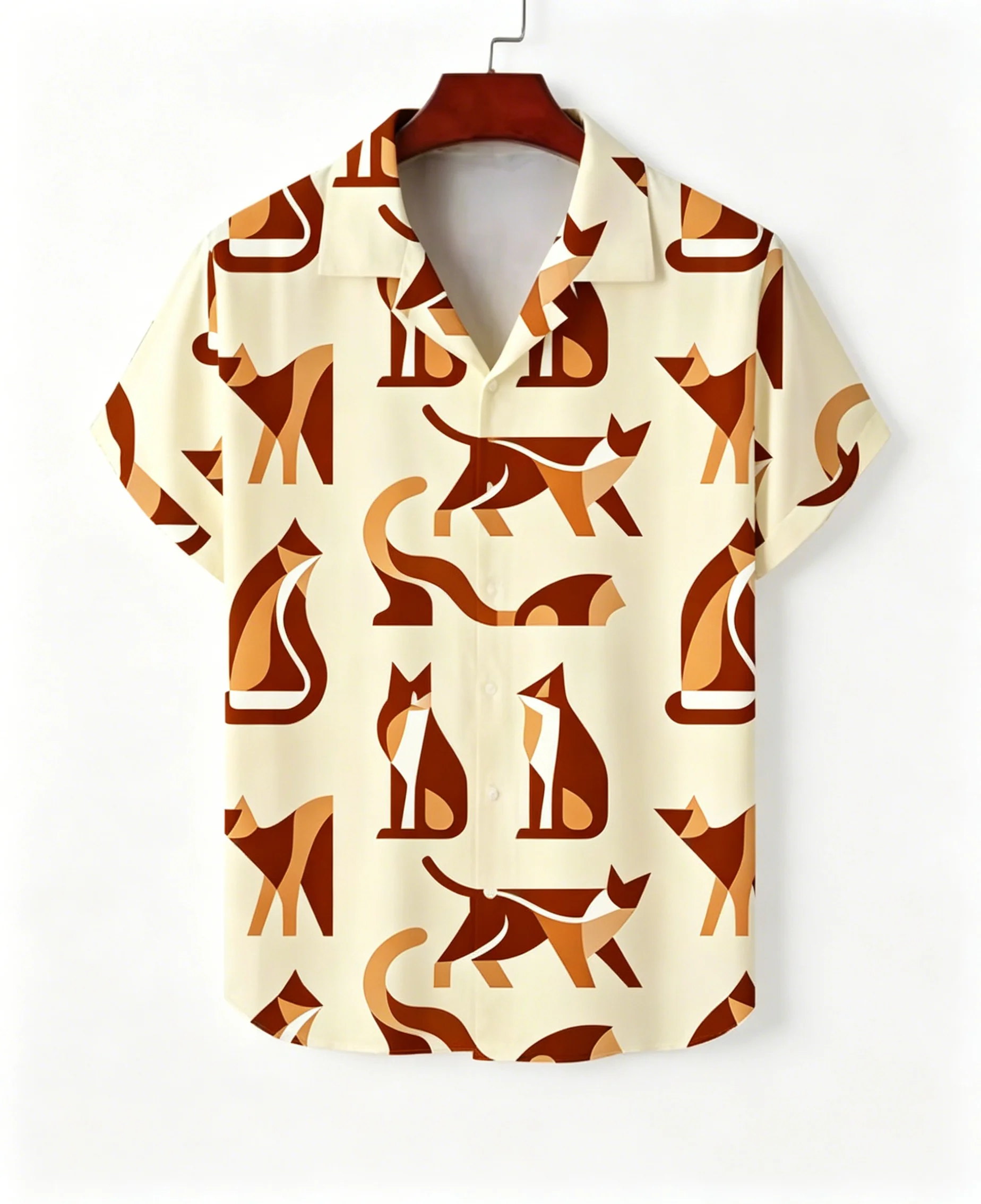 Men's Spring Summer Lapel Shirt, Beige Retro Geometric Cat Print Casual Tops for Daily Street Vacation Outfit
Men's Spring Summer Lapel Shirt, Beige Retro Geometric Cat Print Casual Tops for Daily Street Vacation Outfit