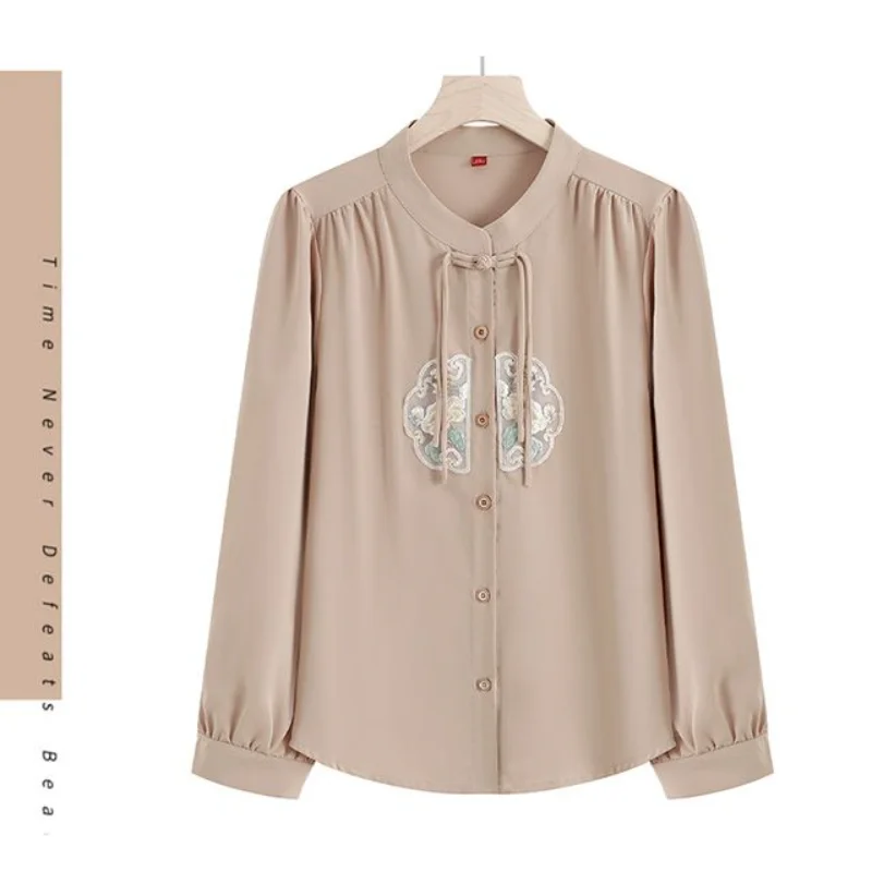 Pullover Chiffon Embroidered Tray Retro Shirt Women's Long-sleeved Chinese Style Top
Pullover Chiffon Embroidered Tray Retro Shirt Women's Long-sleeved Chinese Style Top