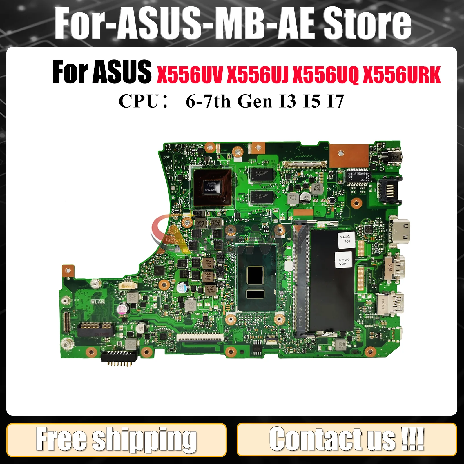 X556UV Материнская плата для ноутбука ASUS X556U X556UJ X556UF X556UQK X556UQ X556URK R558U VM591U FL5900U Материнская плата с процессором I3 I5 I7
X556UV Материнская плата для ноутбука ASUS X556U X556UJ X556UF X556UQK X556UQ X556URK R558U VM591U FL5900U Материнская плата с процессором I3 I5 I7