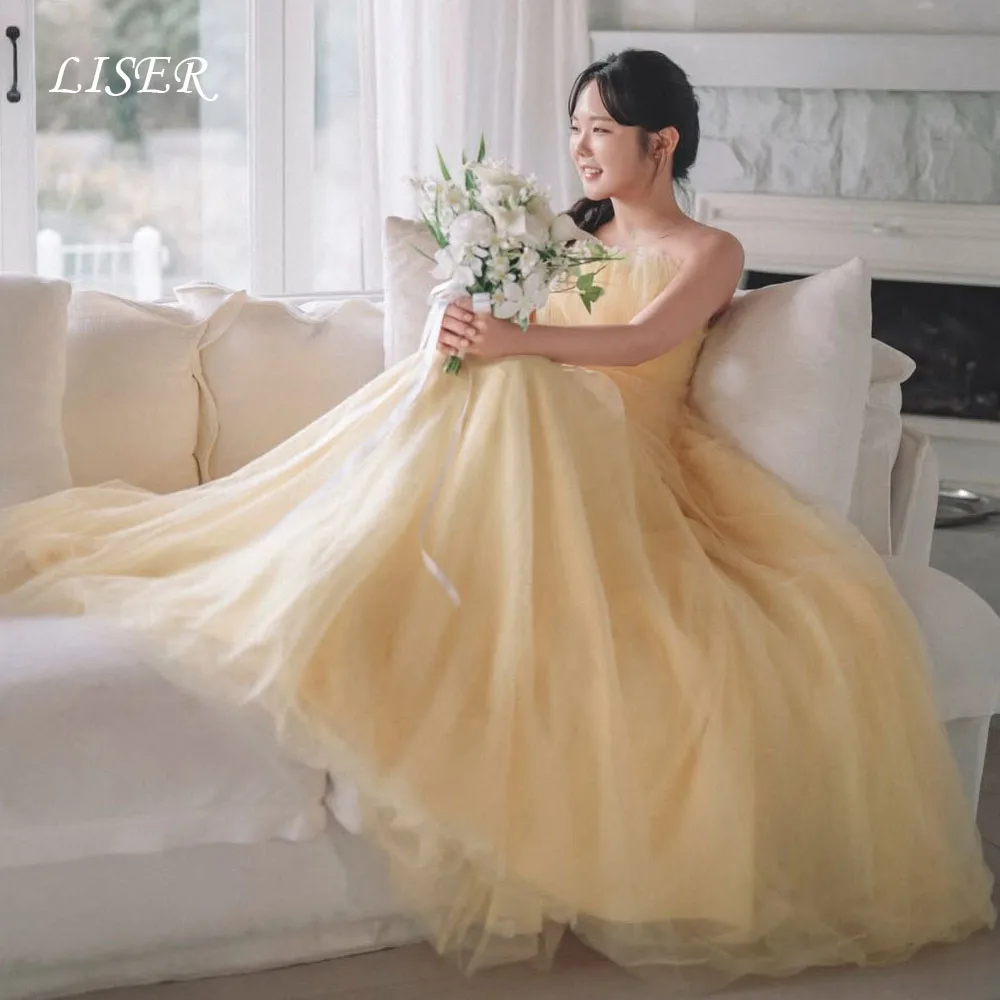 Liser Yellow Strapless A-Line Korea Evening Dresses Tulle Silk Photo Shoot Customized Elegant Sweet Long Prom Gowns 저녁 드레스
Liser Yellow Strapless A-Line Korea Evening Dresses Tulle Silk Photo Shoot Customized Elegant Sweet Long Prom Gowns 저녁 드레스
