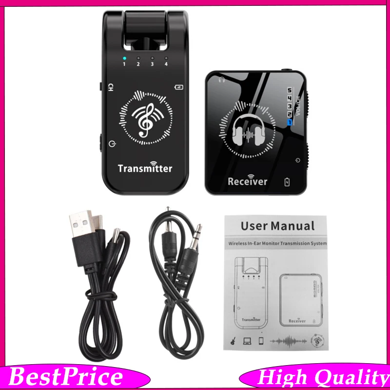 SM-2 Wireless IEM System (1-to-1) – Compact Guitar Transmitter & Receiver Kit Low Latency, Rechargeable & Portable