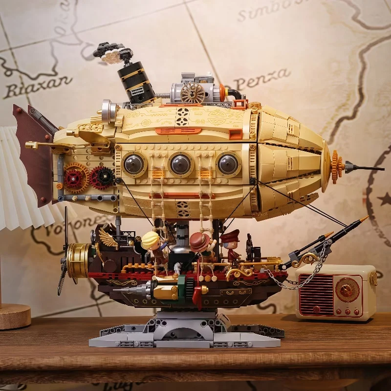 Новые строительные блоки дирижабля в стиле стимпанк, космический корабль, механическая сборка, игрушка, модель, коллекция украшений, подарок на день рождения для мальчика 
Новые строительные блоки дирижабля в стиле стимпанк, космический корабль, механическая сборка, игрушка, модель, коллекция украшений, подарок на день рождения для мальчика