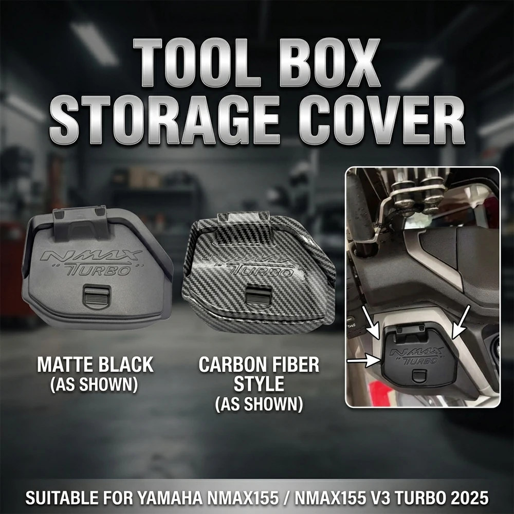 NMAX155 V3/Turbo 2025 Motorcycle Tool Box Storage Cover Waterproof ABS Toolbox Cap Outer Cover For YAMAHA NMAX 155 V3/V3 Turbo