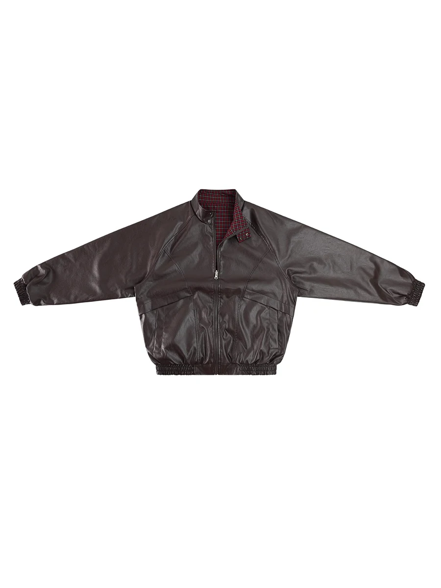 Mauroicardi Spring Autumn Short Brown Reversibl Pu Leather Jacket Men with Plaid Lining Inside Zipper Luxury Designer Clothes
Mauroicardi Spring Autumn Short Brown Reversibl Pu Leather Jacket Men with Plaid Lining Inside Zipper Luxury Designer Clothes