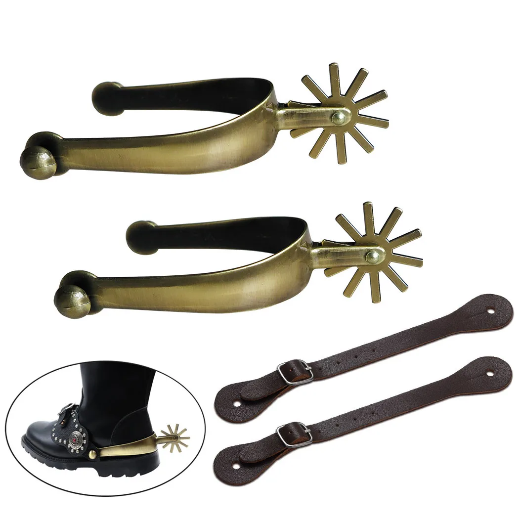 Vintage Cowboy Spurs for Men 4.1x3 Inch Zinc Alloy Western Boot Spurs with Rotating Rowels Antique Gold Equestrian Spurs
Vintage Cowboy Spurs for Men 4.1x3 Inch Zinc Alloy Western Boot Spurs with Rotating Rowels Antique Gold Equestrian Spurs