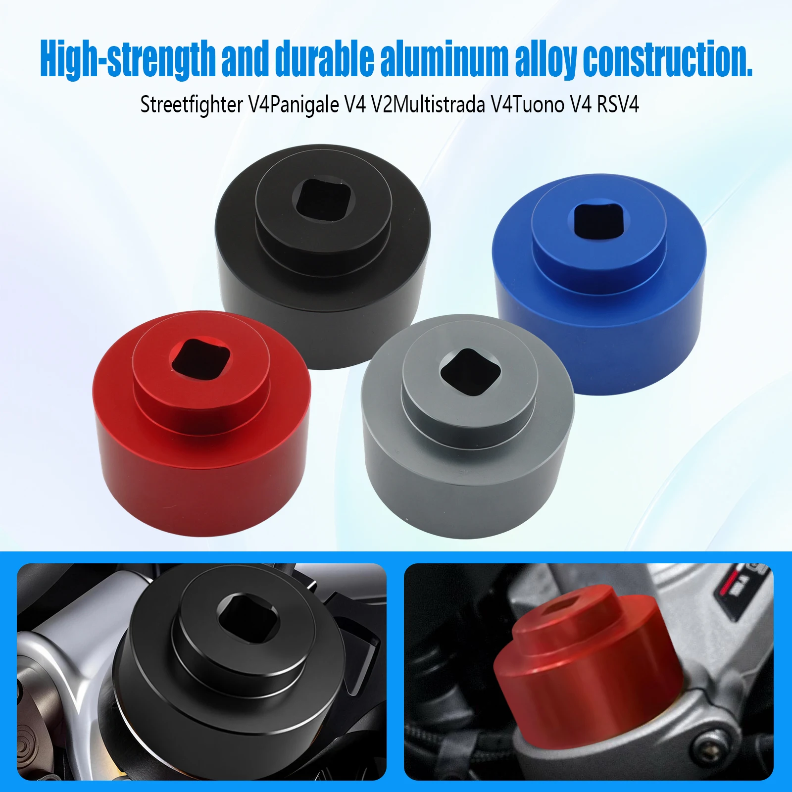 CNC Aluminum Rear Suspension Preload Adjuster Tool For Ducati V4 Series Aprilia RSV4Tuono V4 Motorcycle Shock Adjuster Accessory
CNC Aluminum Rear Suspension Preload Adjuster Tool For Ducati V4 Series Aprilia RSV4Tuono V4 Motorcycle Shock Adjuster Accessory