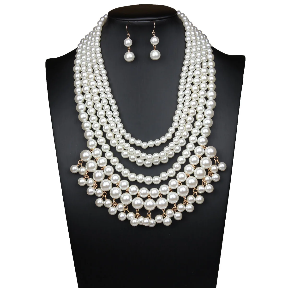 DIY accessories Cross-border European and American exaggerated multi-layer pearl necklace earrings set women's collarbone chain
DIY accessories Cross-border European and American exaggerated multi-layer pearl necklace earrings set women's collarbone chain
