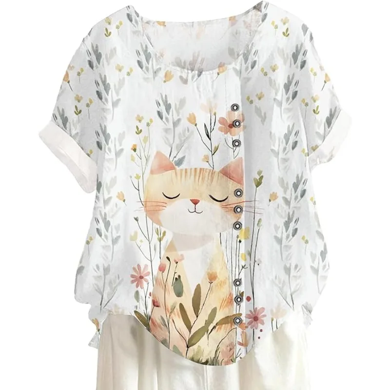Women's Casual Print Loose Top Short Sleeve Shirt Summer Knit T-irt Regular Length Women's Casual Wear Floral Pattern
Women's Casual Print Loose Top Short Sleeve Shirt Summer Knit T-irt Regular Length Women's Casual Wear Floral Pattern