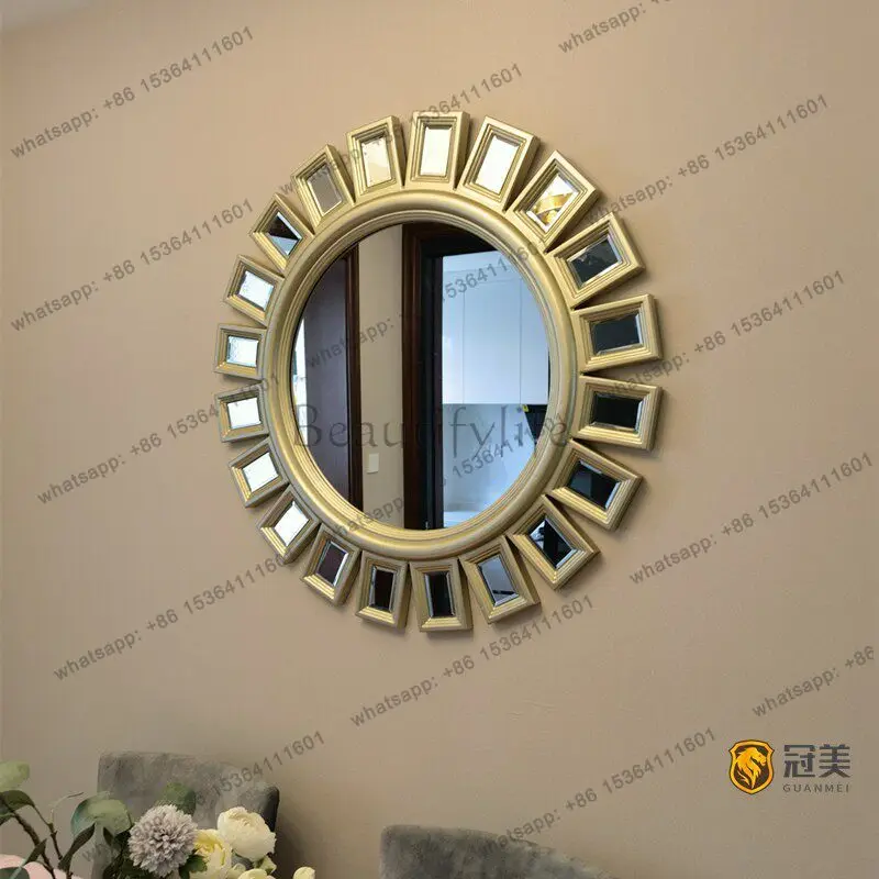 PG American dining side decorative mirror European entrance round light luxury creative background wall hanging art mirror
PG American dining side decorative mirror European entrance round light luxury creative background wall hanging art mirror