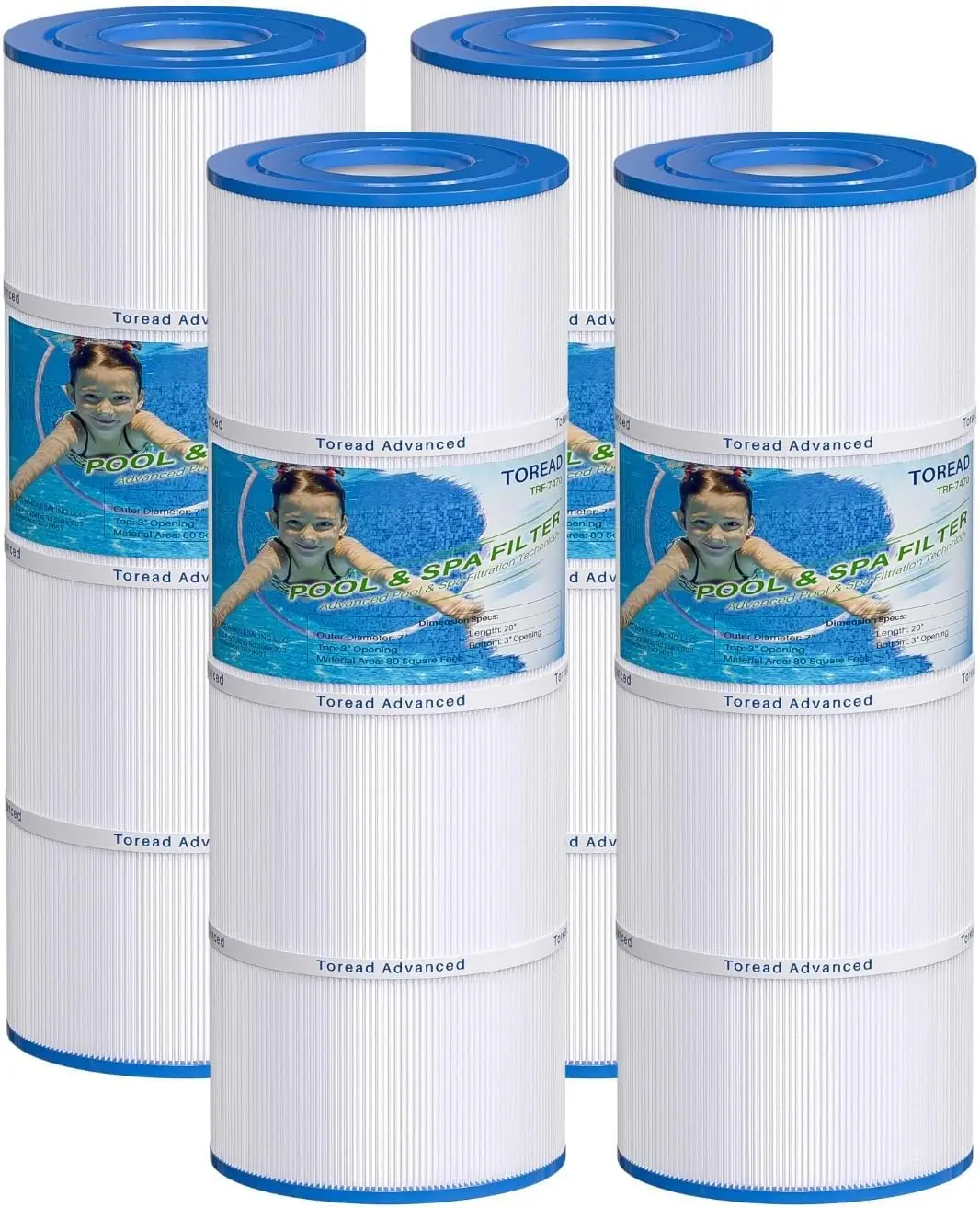 4-Pack Pool Filter Cartridge, 80 sq. ft., Replaces Multiple Models, Compatible with Various Systems
4-Pack Pool Filter Cartridge, 80 sq. ft., Replaces Multiple Models, Compatible with Various Systems