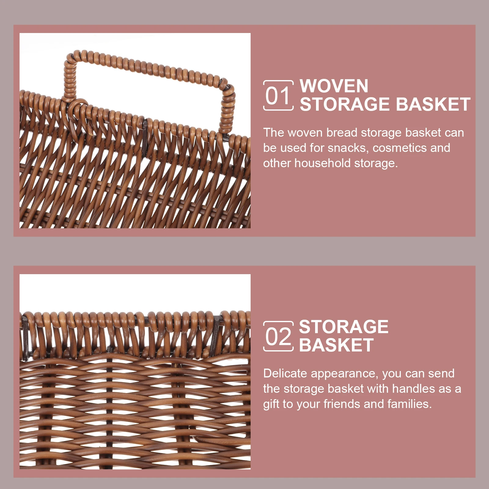 Rectangular Woven Bread Basket Imitation Rattan Storage Baskets for Kitchen Home Office Decorative Organizing Snacks Cosmetics
Rectangular Woven Bread Basket Imitation Rattan Storage Baskets for Kitchen Home Office Decorative Organizing Snacks Cosmetics